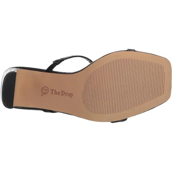 Womens  Black Avery Square Toe Two Strap High Heeled Sandal Heeled Sandal - Picture 4 of 8